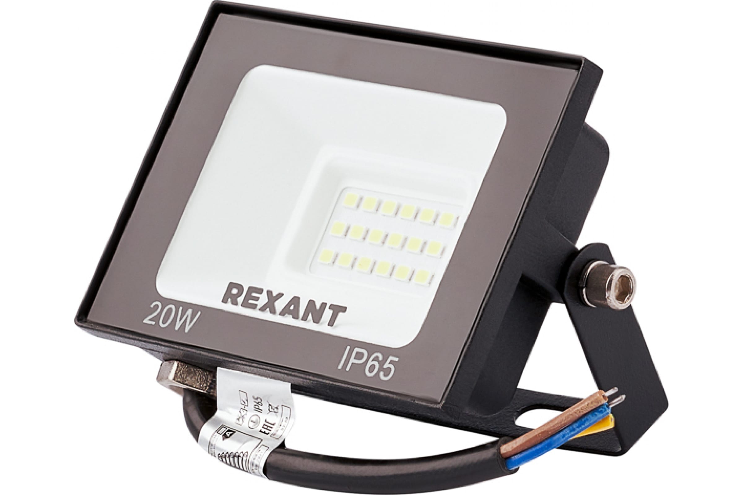 фото Rexant прожектор светодиодный led 20 вт 1600 лм 4000 k черный корпус 605-029