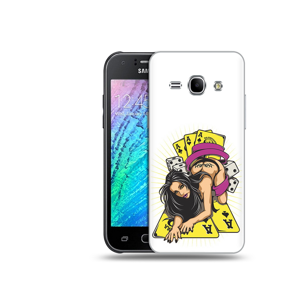 

Чехол MyPads Tocco для Samsung Galaxy J1 нарисованная девушка с игровыми картами, Прозрачный, Tocco
