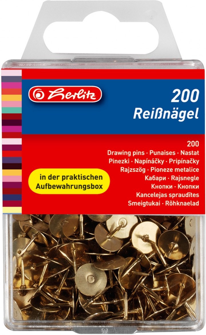 

Кнопки Herlitz 8770208 200шт металлические золотистые, Кнопки