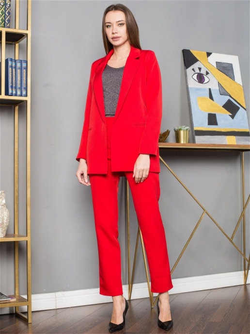 

Костюм женский DAZZLE STYLE Классика красный 50 RU, Классика