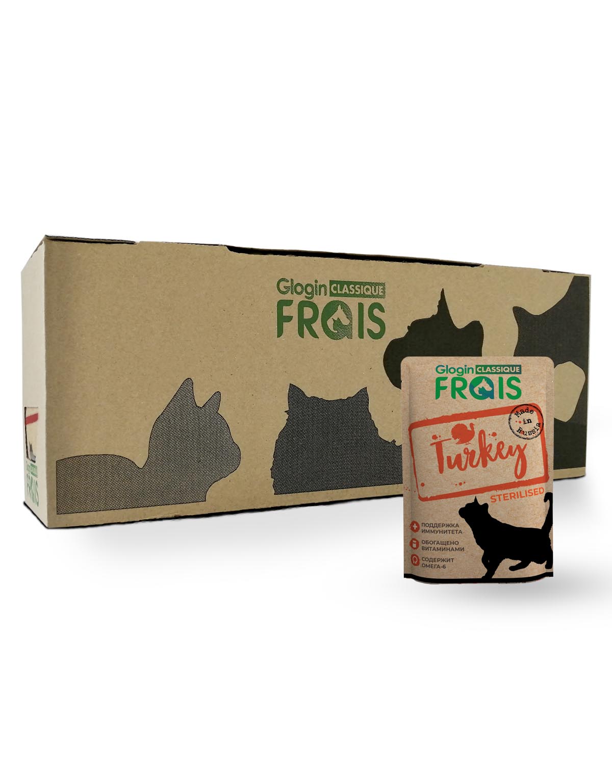 Влажный корм для кошек FRAIS, индейка, 32шт по 85 г
