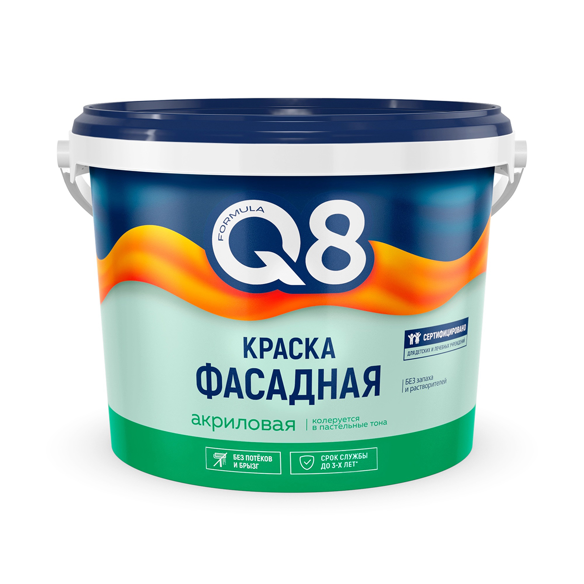 фото Краска фасадная водно-дисперсионная formula q8, матовая, белая, 2,7 кг