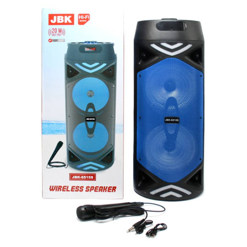 

Колонка беспроводная Elektrobass JBK6515 с микрофоном синяя, JBK6515