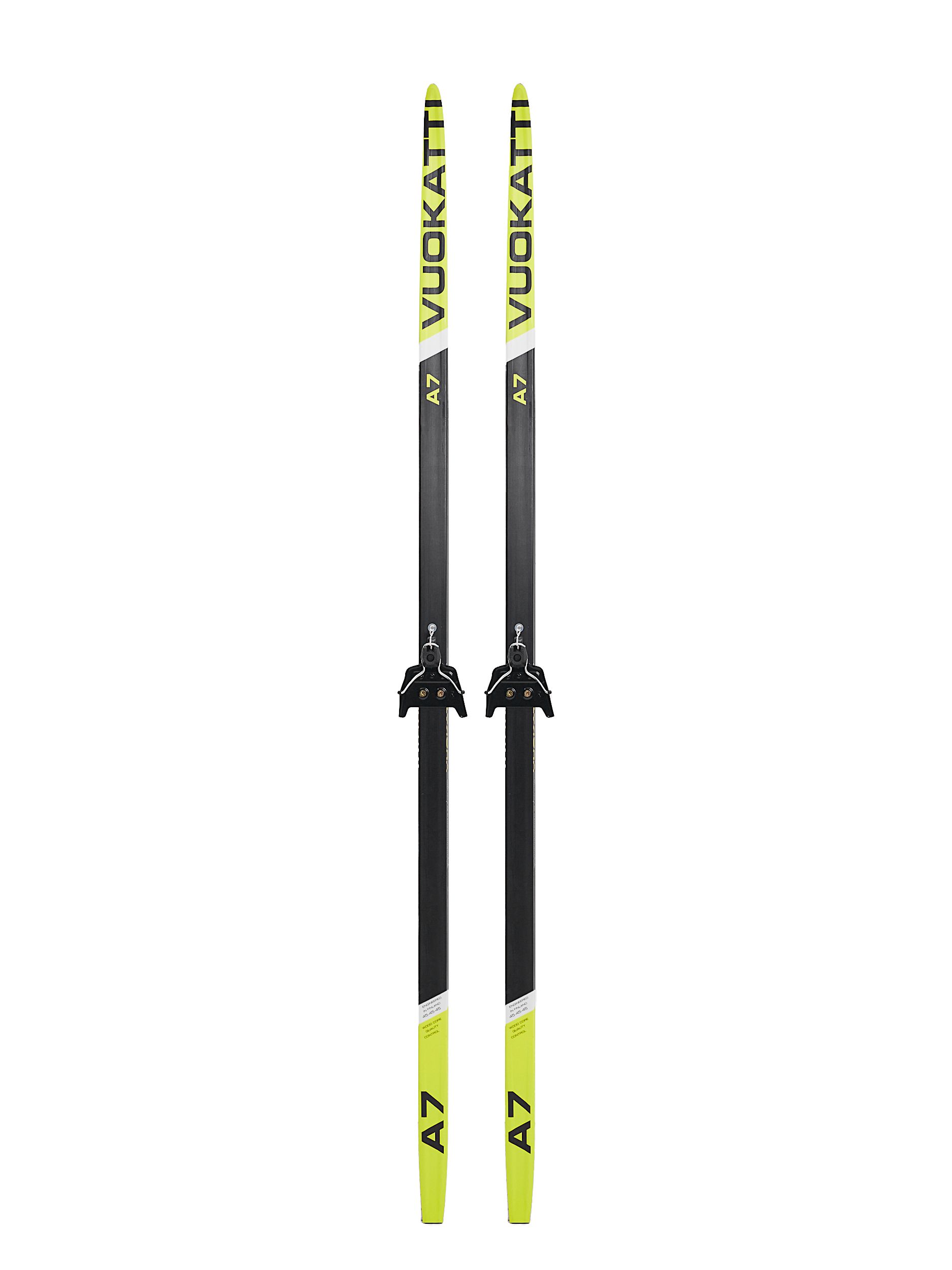 

Лыжный комплект VUOKATTI с креплением 75 мм Wax Black Yellow, Черный;желтый, NN75 Wax без палок