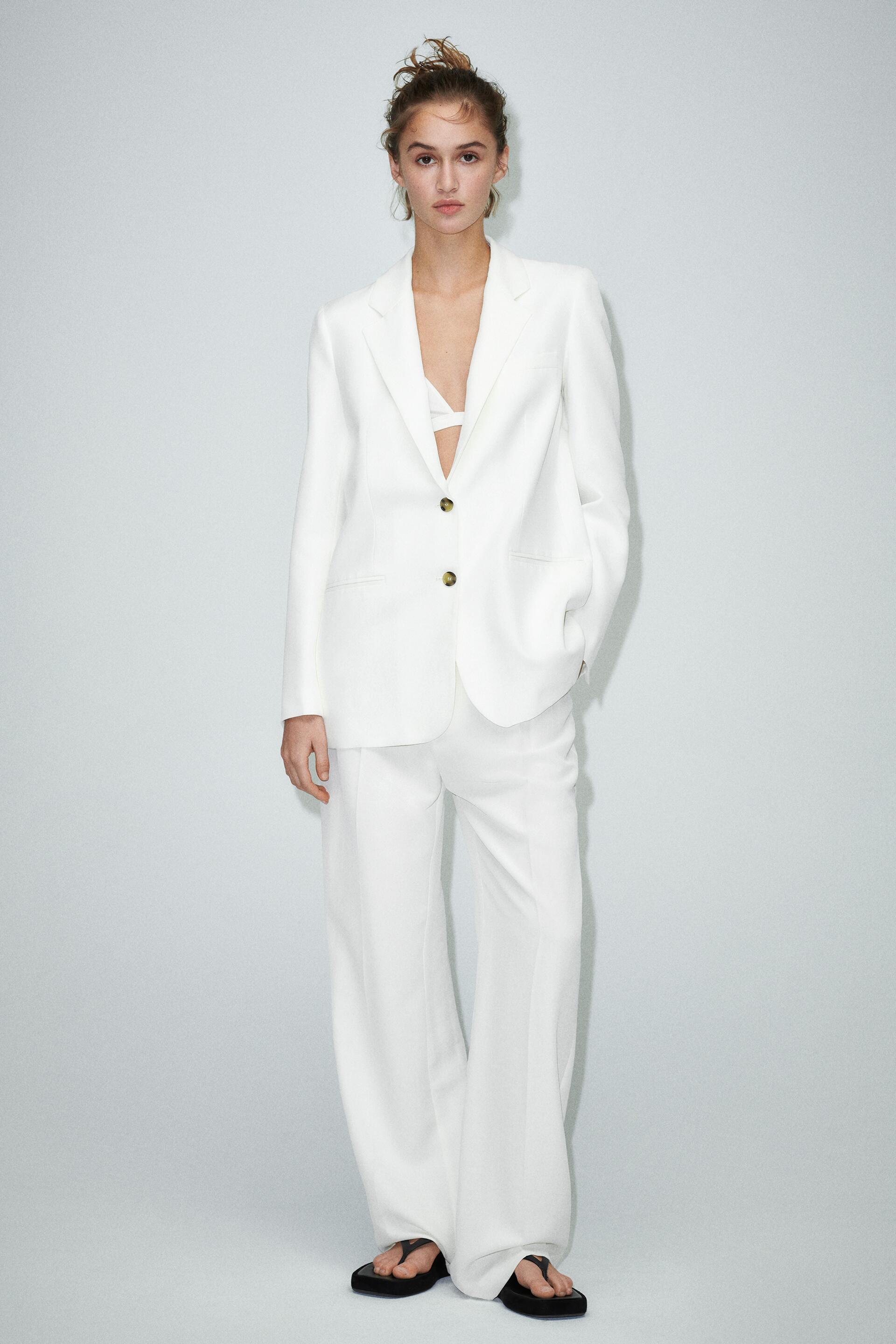 

Пиджак женский ZARA 02010858 белый L (доставка из-за рубежа), 02010858