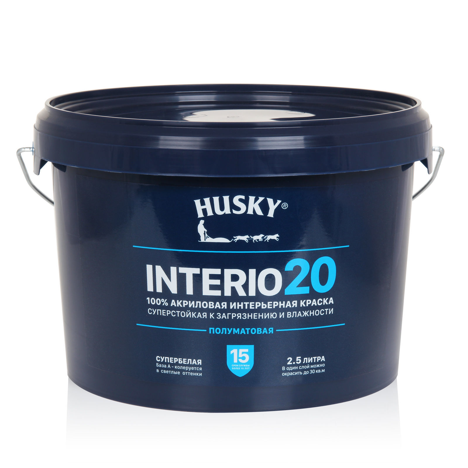 фото Краска интерьерная husky interio 20 полуматовая белый 2,5 л