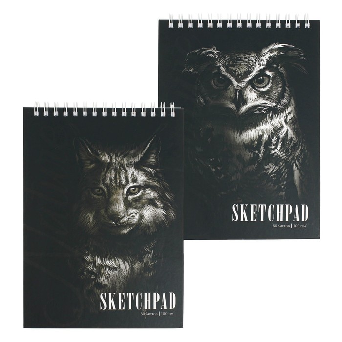 

Скетчпад, А4, 80листов, на гребне, Сова и Рысь, 100г/м2, твёрдая обложка, обложка бумвинил
