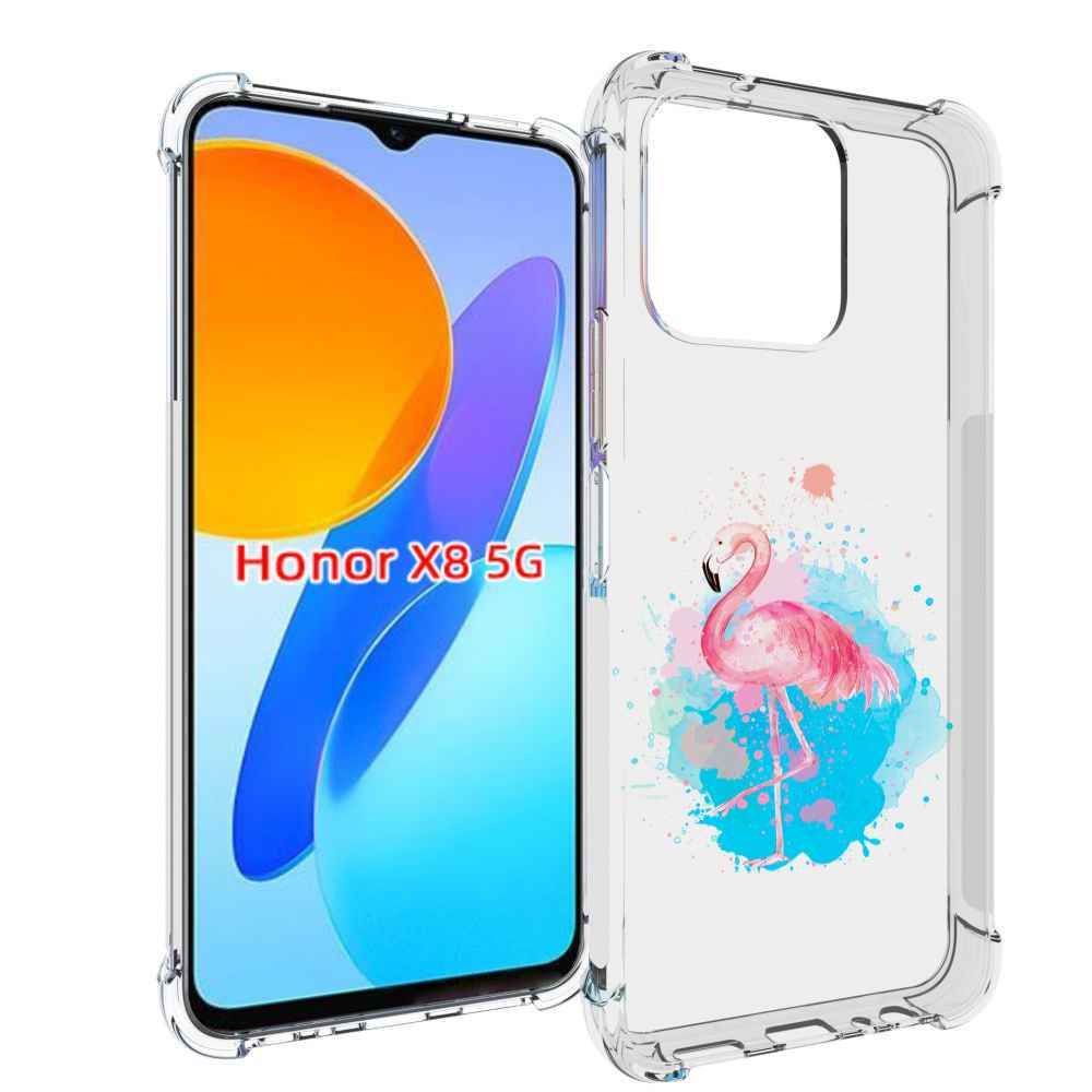 

Чехол MyPads акварельное-фламинго для Honor X8 5G, Прозрачный, Tocco