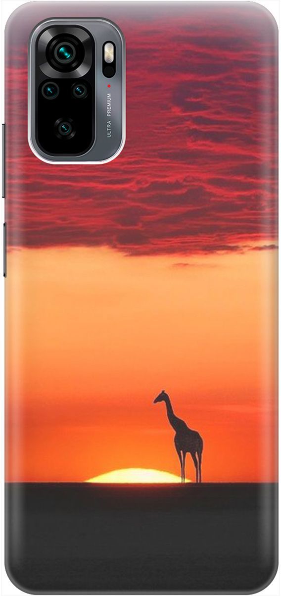 

Чехол на Xiaomi Redmi Note 10 "Закатный жираф", Оранжевый;розовый, 2053