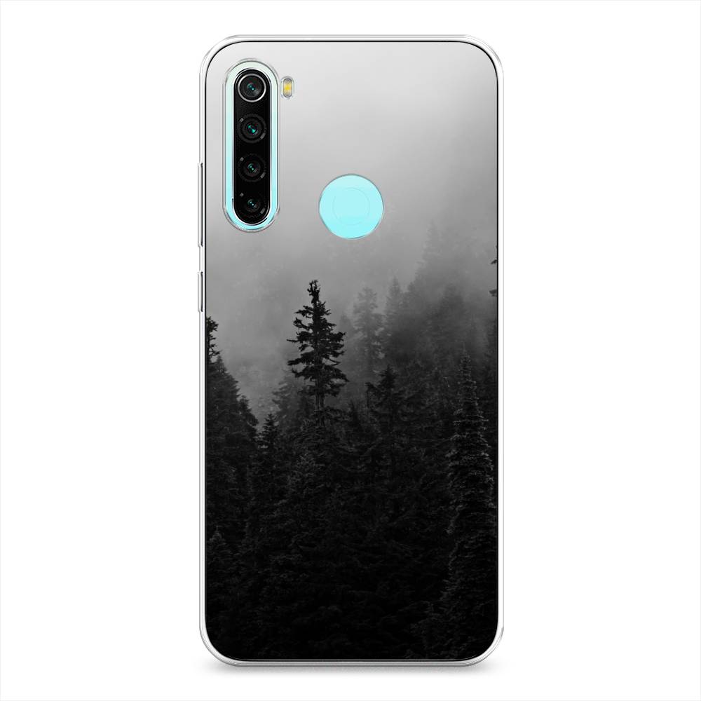 

Чехол на Xiaomi Redmi Note 8 "Туманный лес", Серый;черный, 36550-2