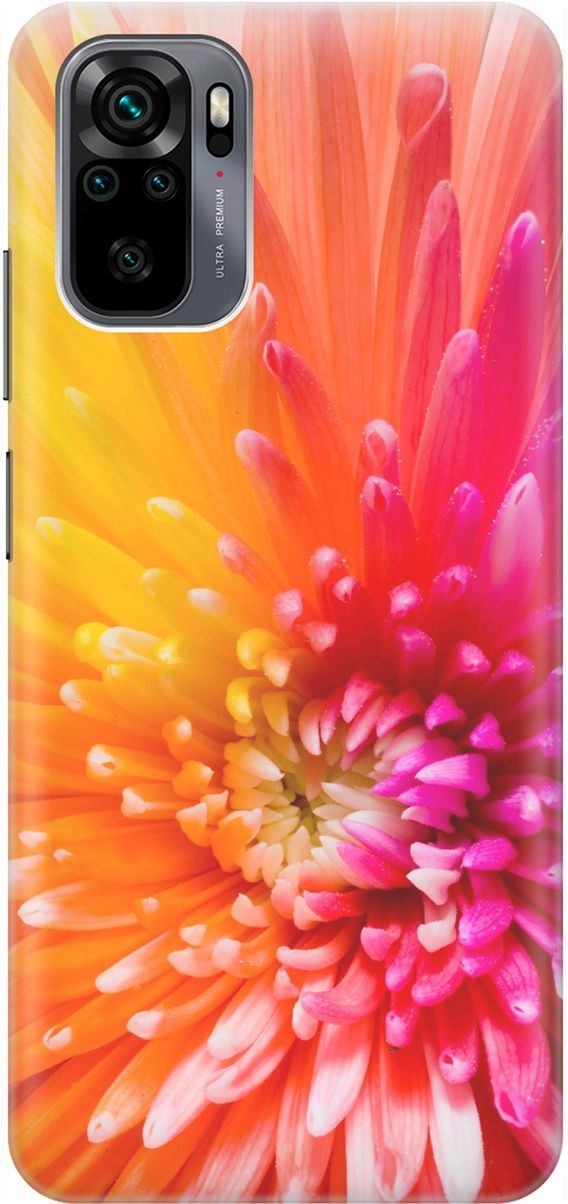 

Чехол на Xiaomi Redmi Note 10 "Розовая хризантема", Оранжевый;розовый, 1617