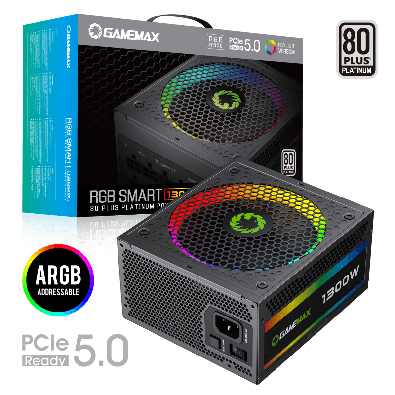 

Блок питания GameMax RGB-1300 80+ Platinum 1300W, Черный, RGB-1300