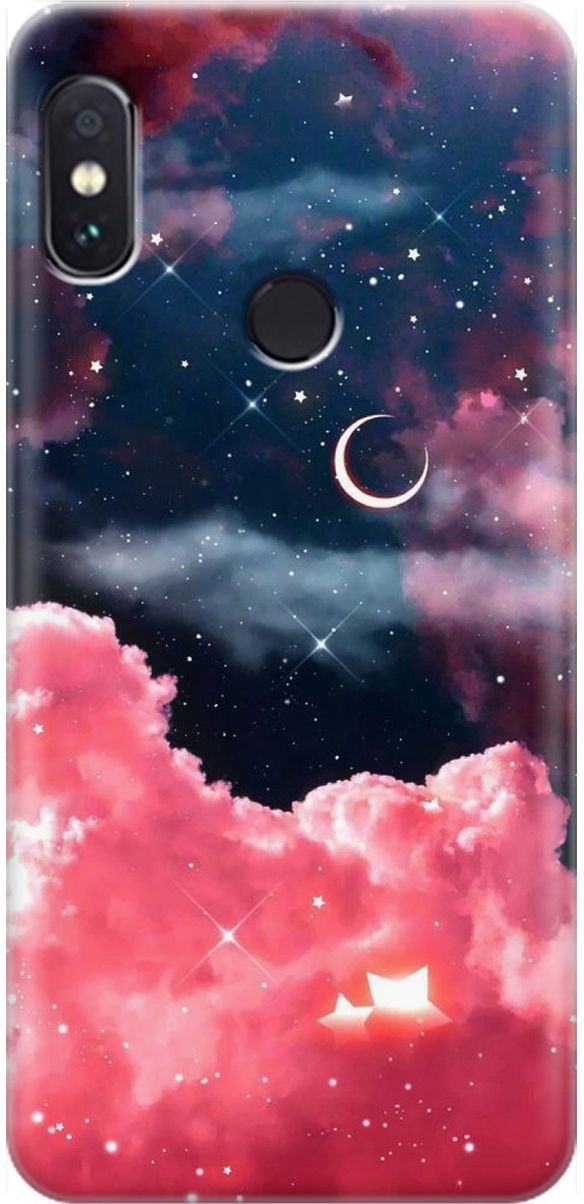 

Чехол на Xiaomi Redmi Note 5 "Месяц и розовые облака", Розовый;синий, 1619
