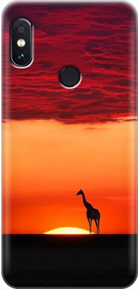 

Чехол на Xiaomi Redmi Note 5 "Закатный жираф", Оранжевый;розовый, 2055