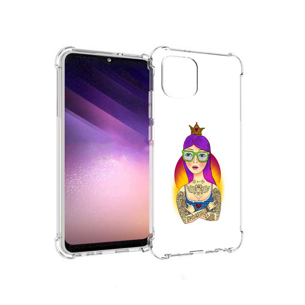 

Чехол MyPads Tocco для Samsung Galaxy A03 девушка в татуировках с короной, Прозрачный, Tocco