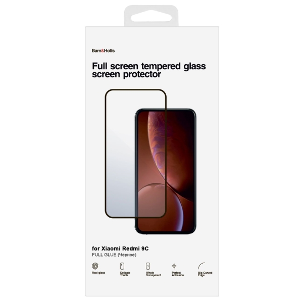 

Защитное стекло Barn&Hollis Redmi 9C Black (УТ000024667), Redmi 9C черное