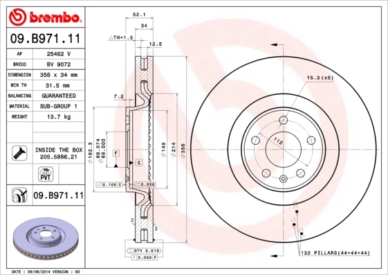 09.b971.11_диск тормозной передний audi a6 2.8fsi/3.0tfsi/2.0tdi/3.0tdi 10>