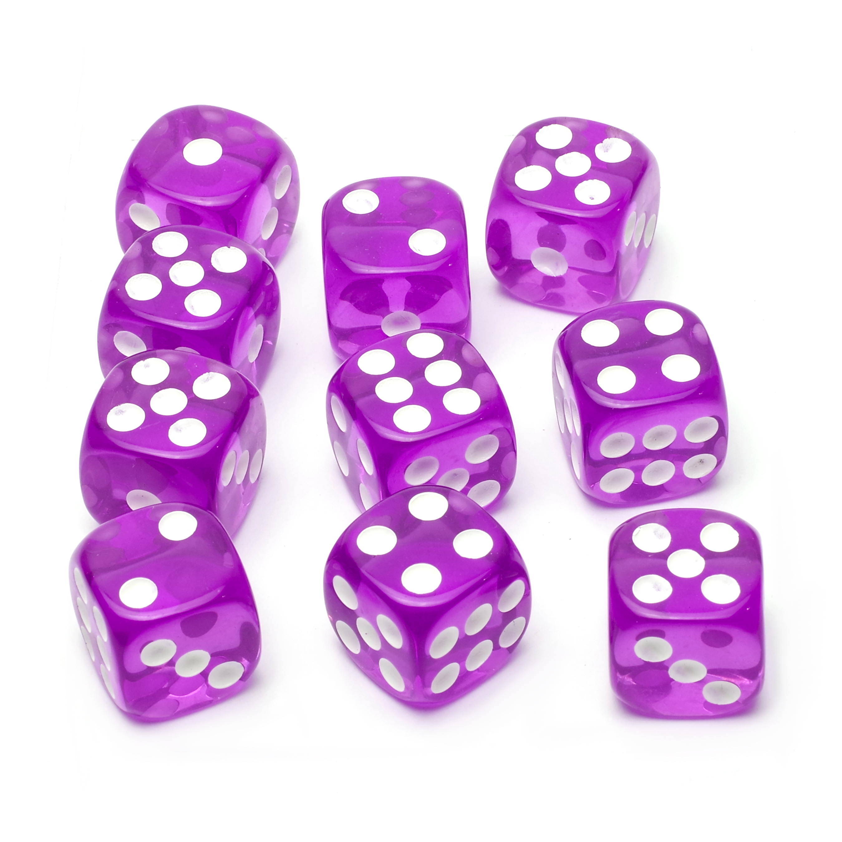 Набор кубиков STUFF-PRO d6, 10 шт, 16мм, прозрачные, фиолетовый