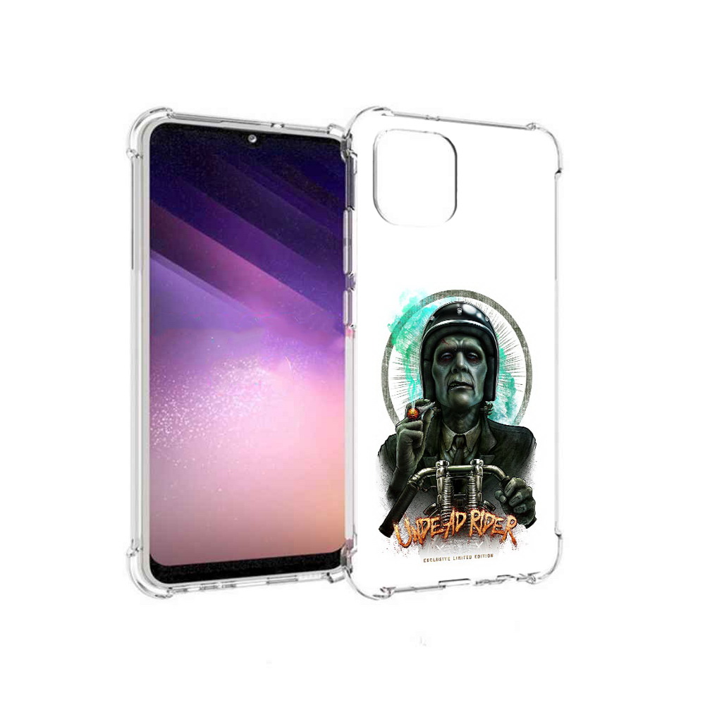 

Чехол MyPads Tocco для Samsung Galaxy A03 зеленый мужчина с сигаретой на мотоцикле, Прозрачный, Tocco