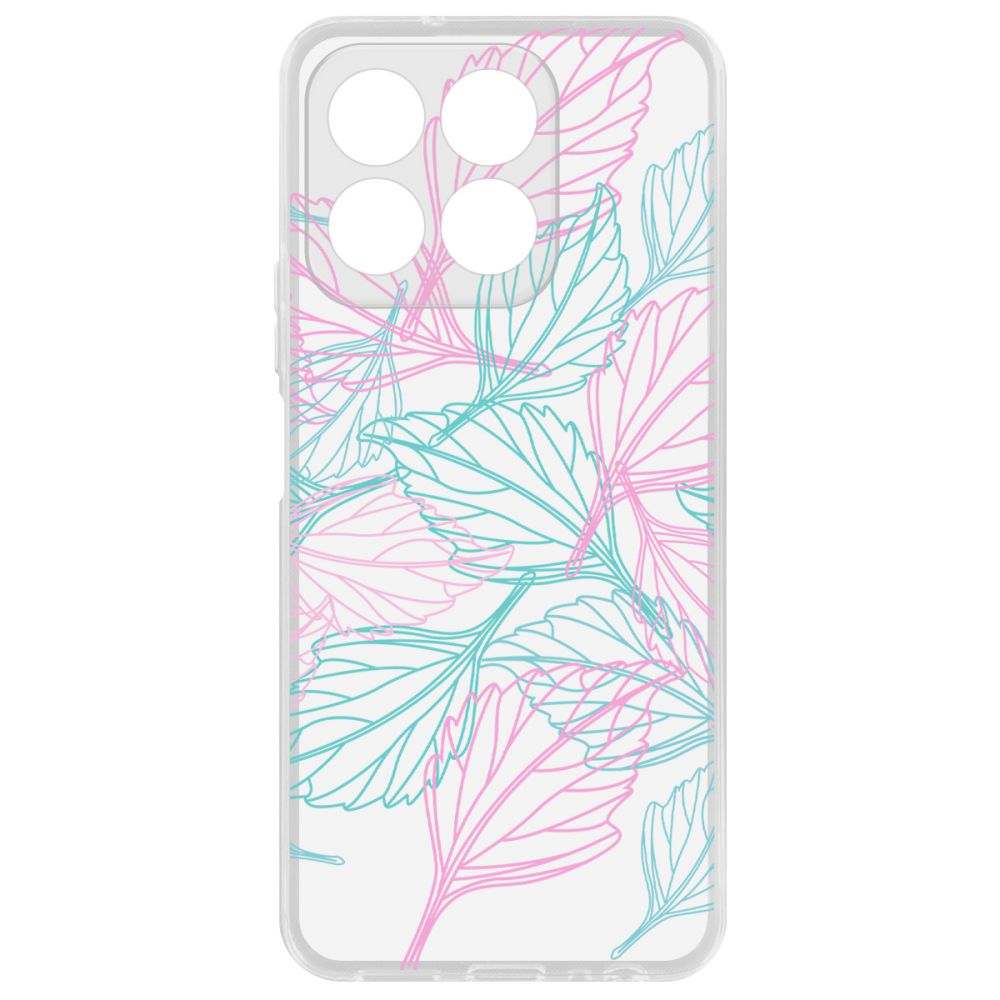 

Чехол-накладка Krutoff Clear Case Листья паттерн для Honor X8b, Прозрачный
