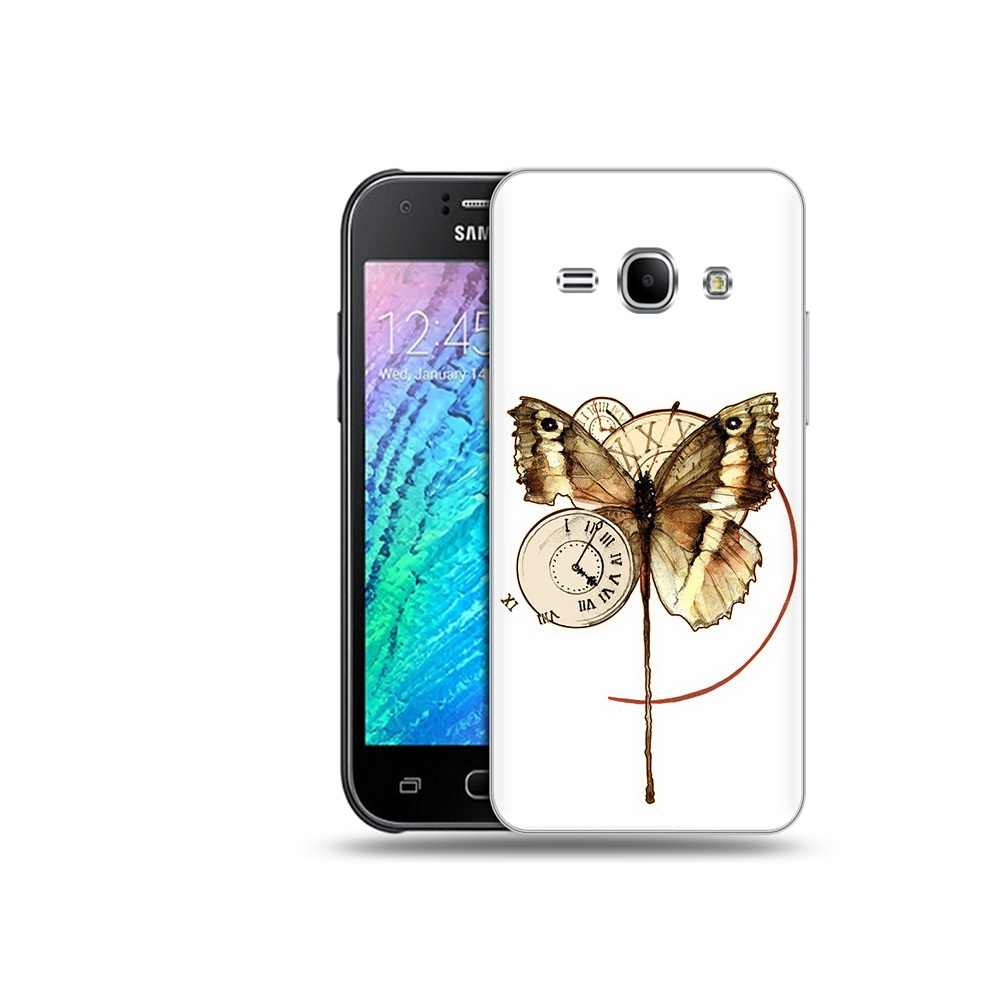 

Чехол MyPads Tocco для Samsung Galaxy J1 старинные часы с бабочкой (PT12095.602.622), Прозрачный, Tocco