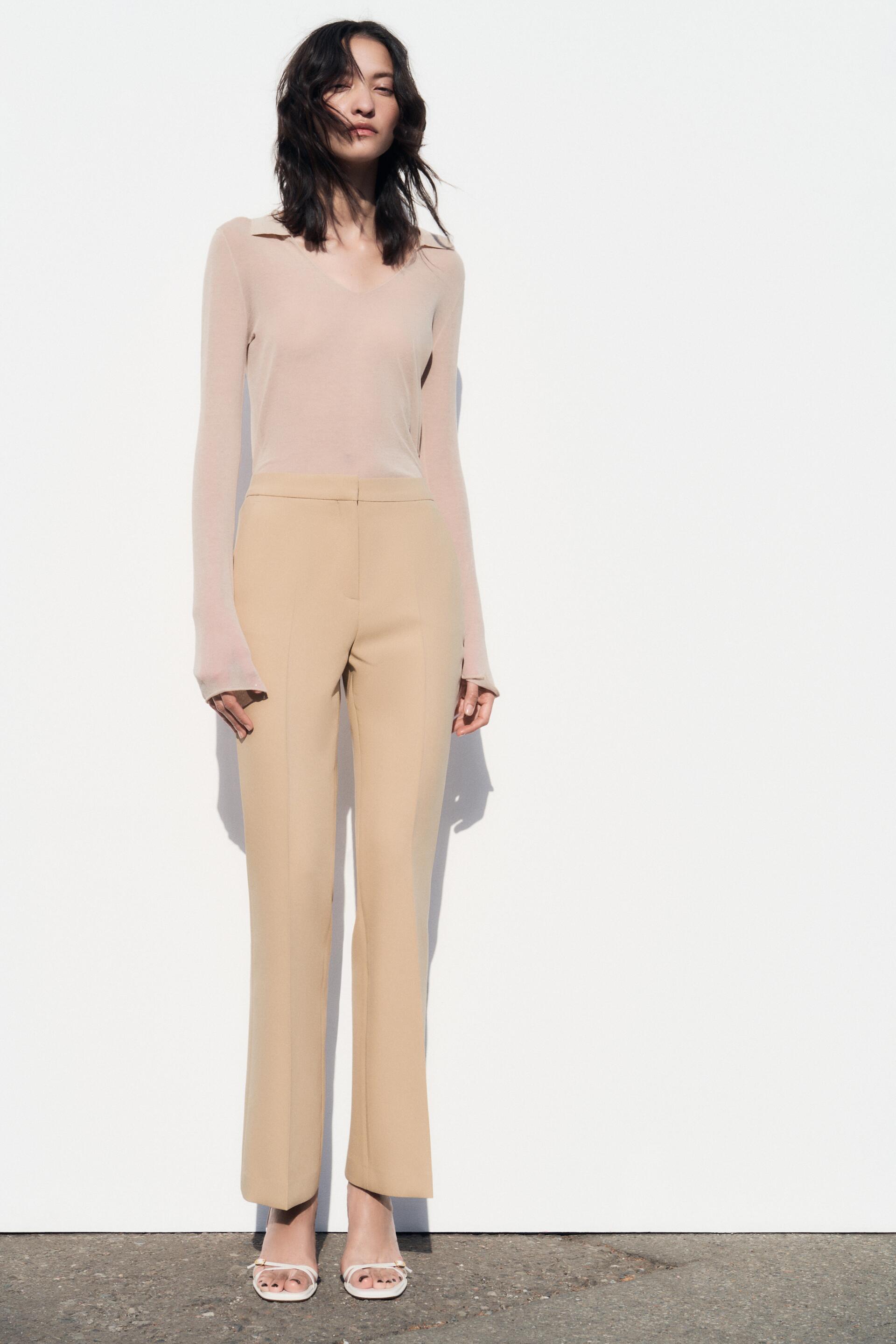 

Брюки женские ZARA 02053640 бежевые L (доставка из-за рубежа), Бежевый, 02053640