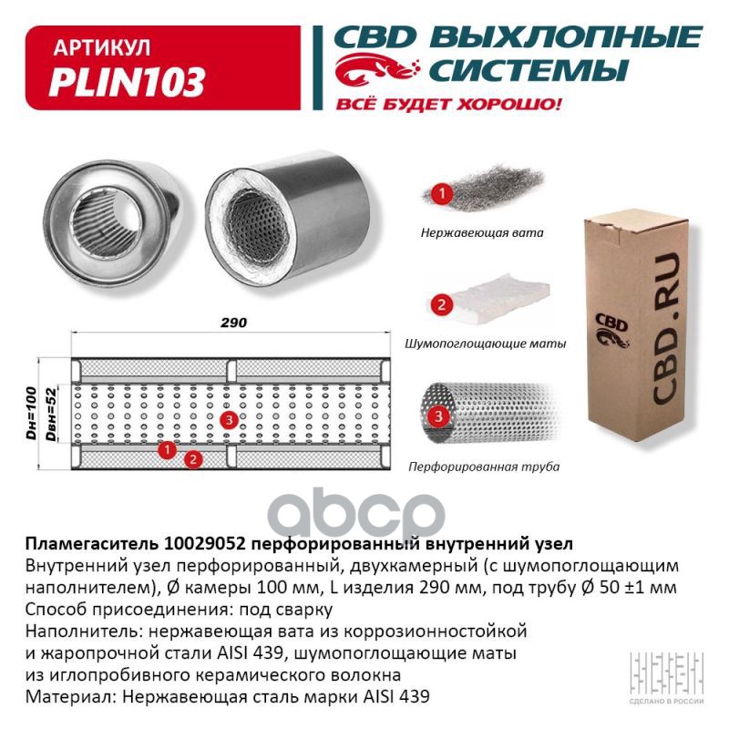 

Пламегаситель 10029052 Перфорированный Внутренний Узел CBD арт. PLIN103