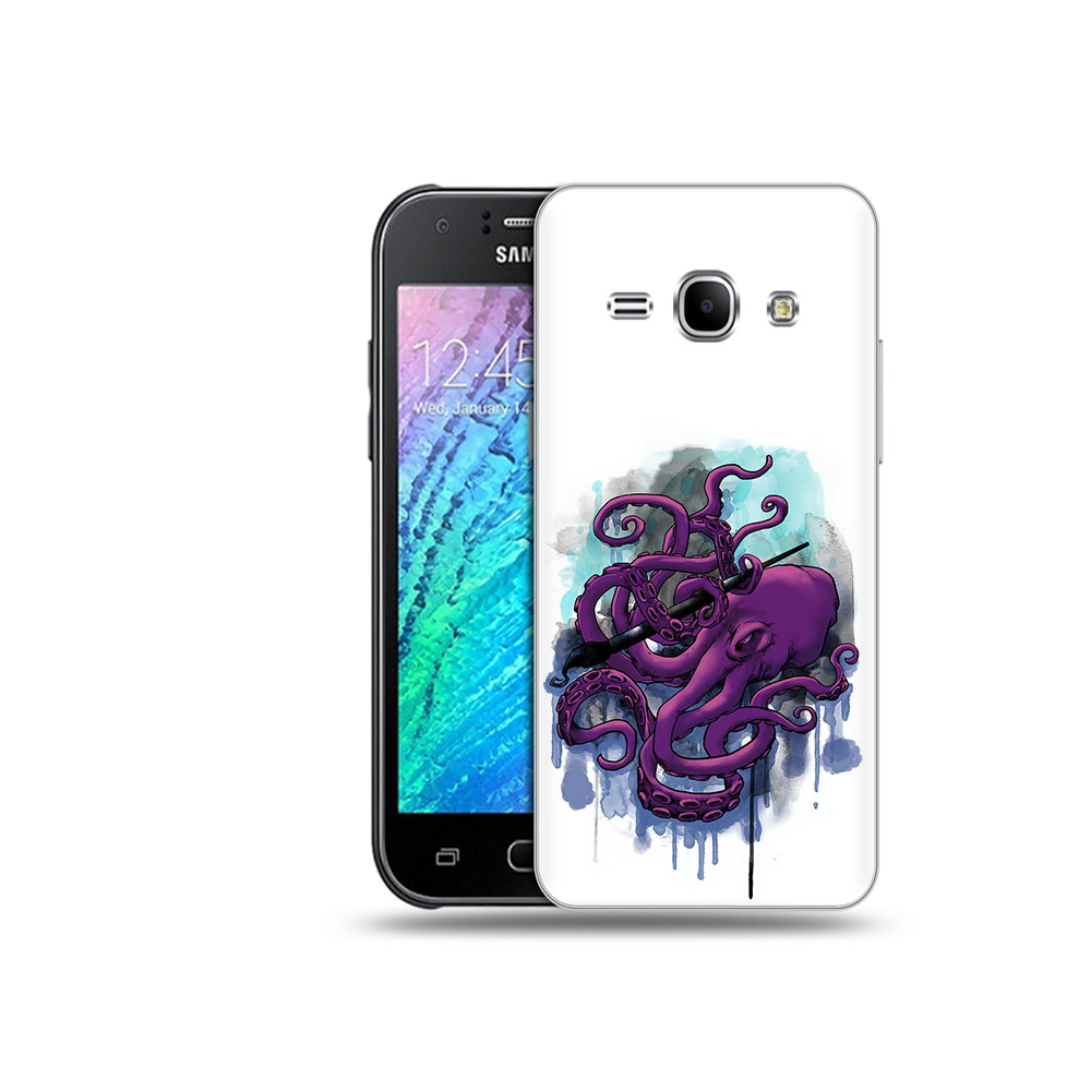 

Чехол MyPads Tocco для Samsung Galaxy J1 фиолетовый осьминог (PT12095.602.658), Прозрачный, Tocco
