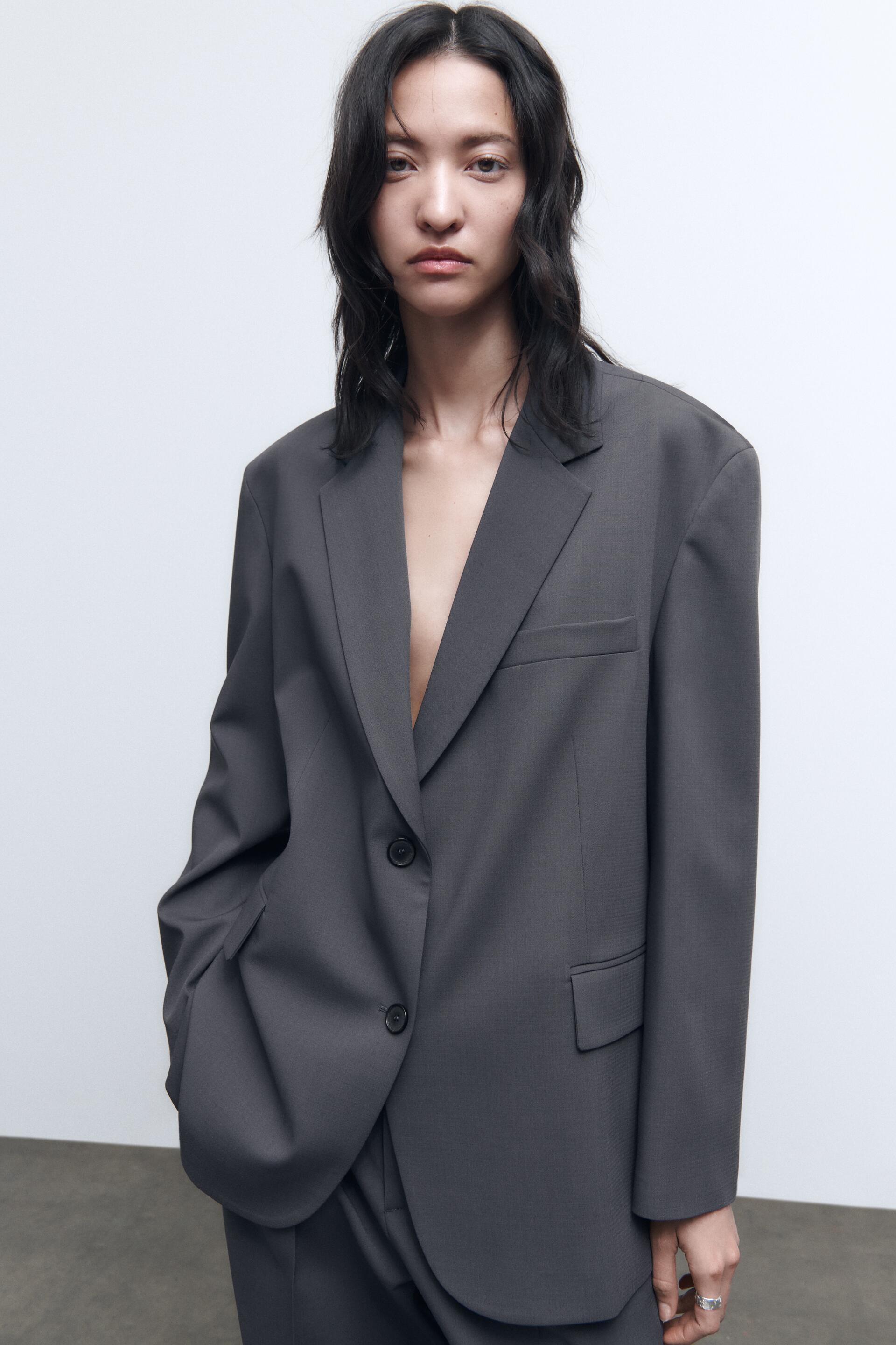 

Пиджак женский ZARA 02120408 серый M/L (доставка из-за рубежа), 02120408