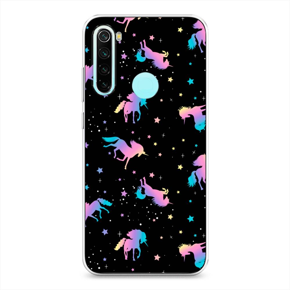 

Чехол на Xiaomi Redmi Note 8 "Единороги градиент", Черный;розовый;голубой, 36550-1