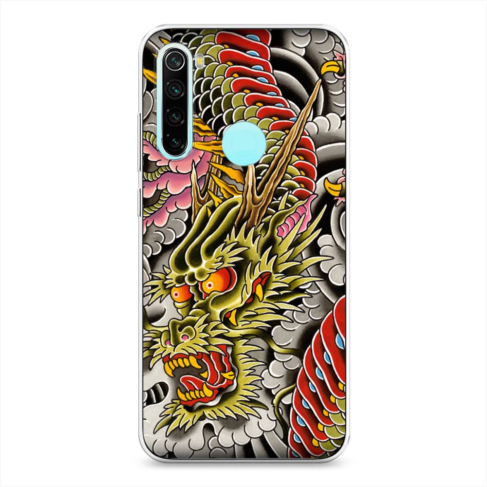 

Чехол на Xiaomi Redmi Note 8 "Японский дракон", Желтый;розовый;красный, 36550-4
