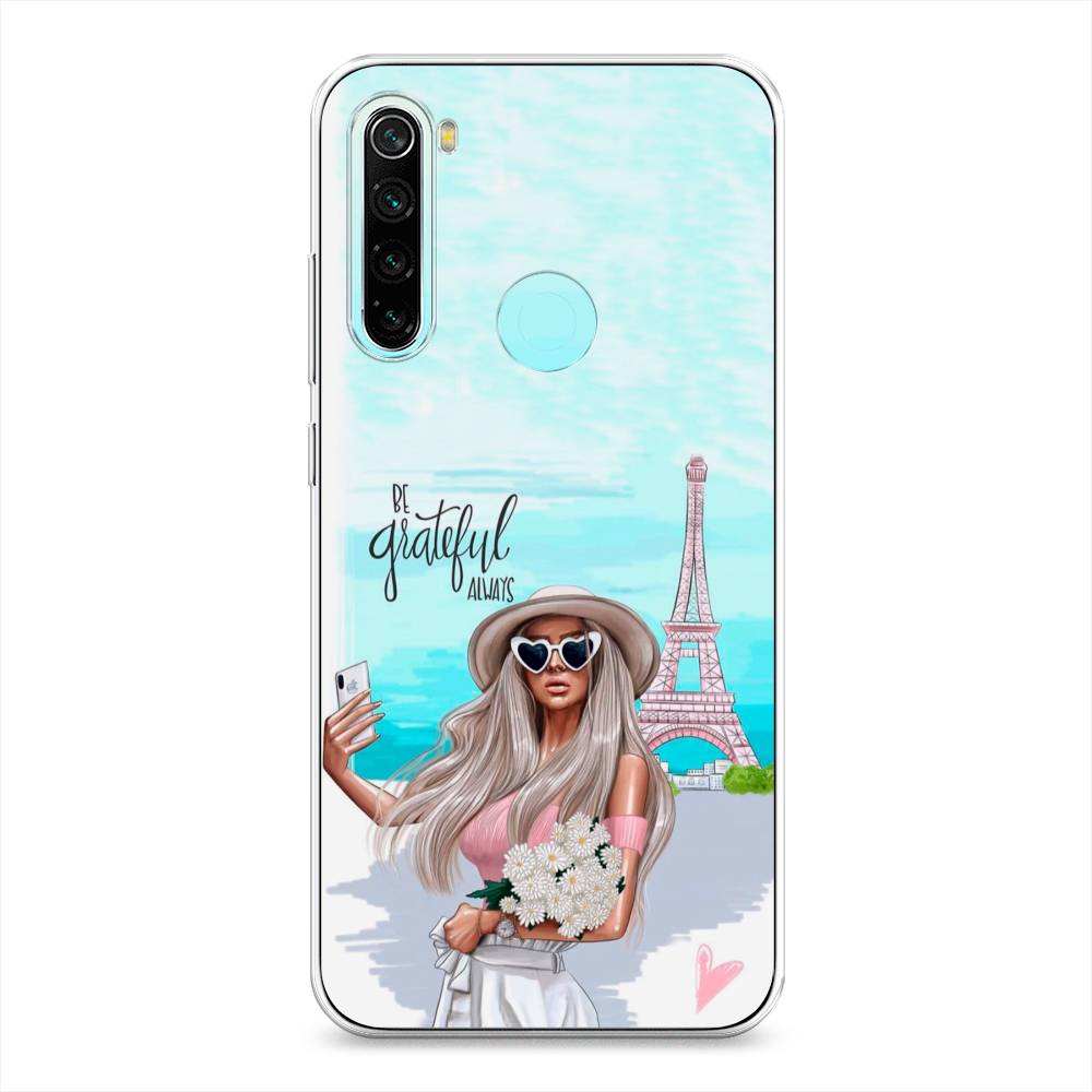 

Чехол на Xiaomi Redmi Note 8 "Селфи Париж", Голубой;бежевый, 36550-6