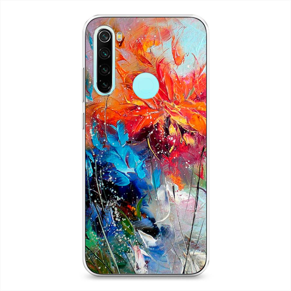 

Чехол на Xiaomi Redmi Note 8 "Абстрактные цветы", Оранжевый;синий, 36550-4