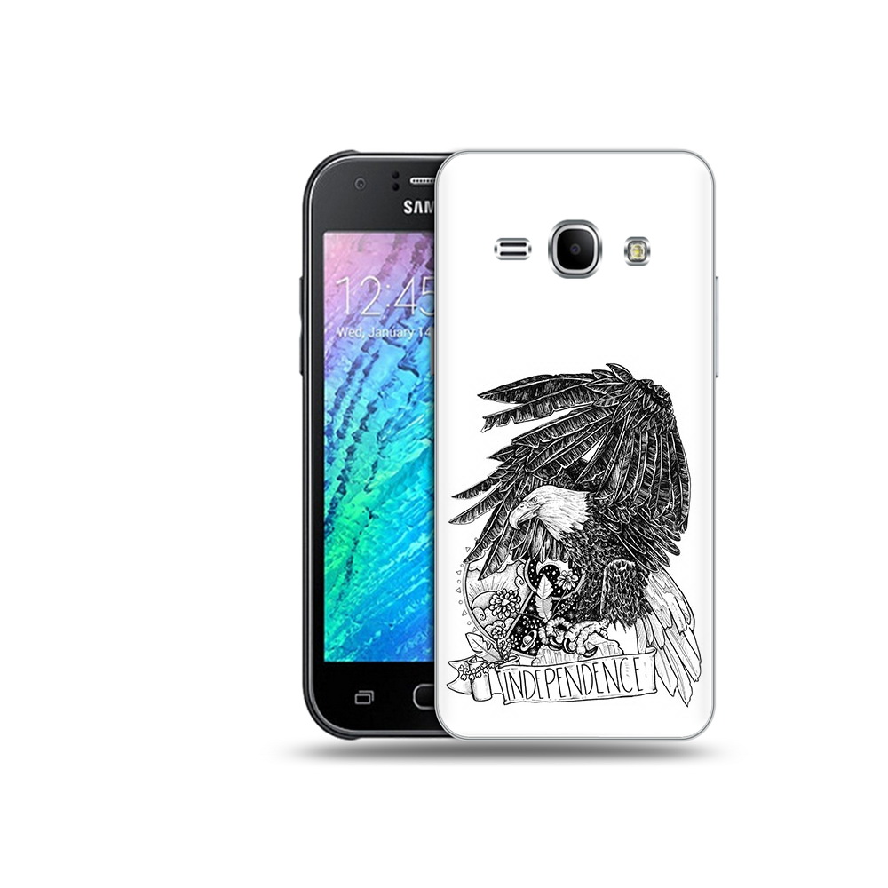 

Чехол MyPads Tocco для Samsung Galaxy J1 черно белый сокол (PT12095.602.688), Прозрачный, Tocco
