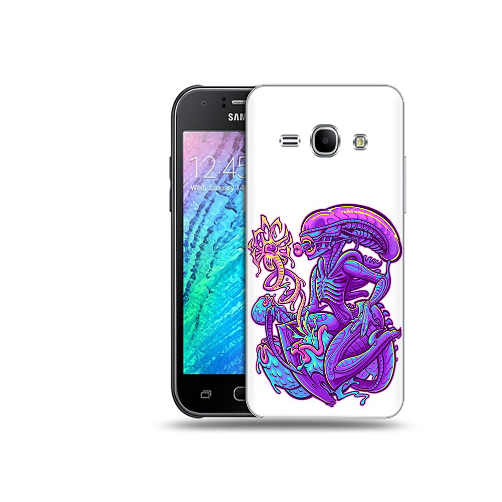 

Чехол MyPads Tocco для Samsung Galaxy J1 чужой фиолетовый цвет (PT12095.602.693), Прозрачный, Tocco