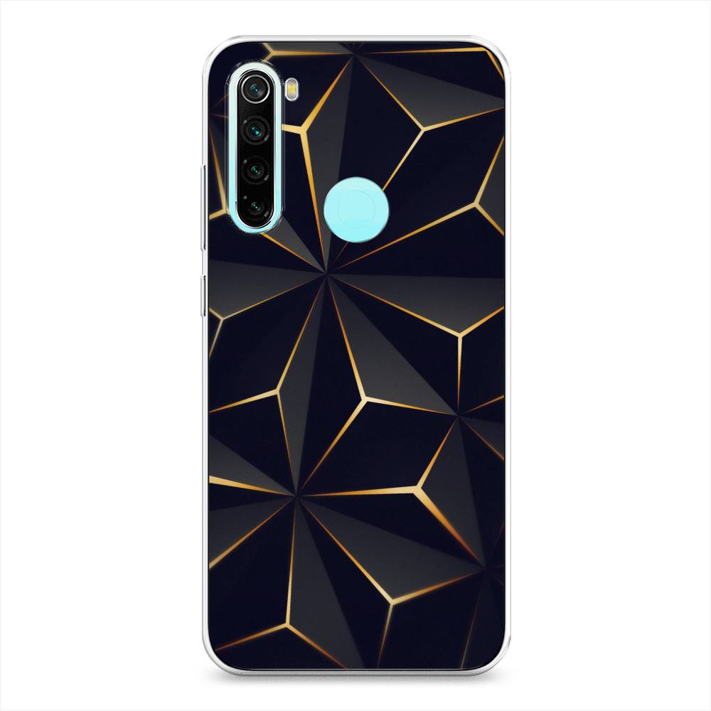 

Чехол на Xiaomi Redmi Note 8 "Черные полигоны", Золотистый;черный, 36550-3