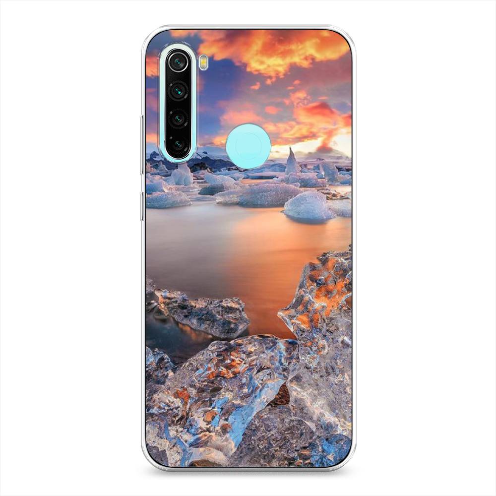 

Чехол на Xiaomi Redmi Note 8 "Ледники", Синий;оранжевый, 36550-2