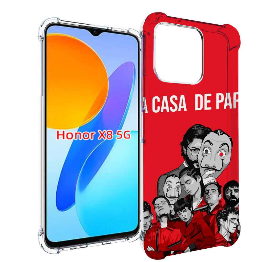 

Чехол MyPads бумажный-дом-команда для Honor X8 5G, Прозрачный, Tocco