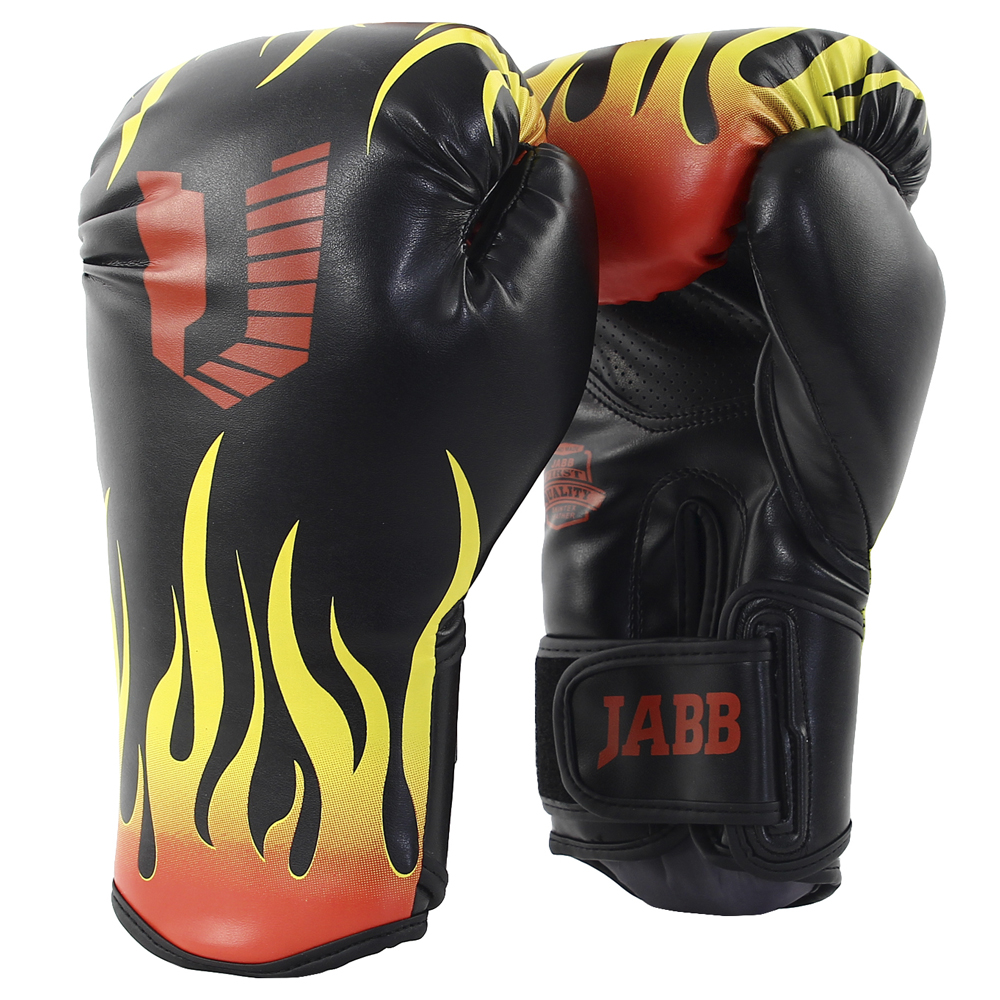 Перчатки бокс.(иск.кожа) Jabb JE-4077/Asia 77 Fire черный 8ун.