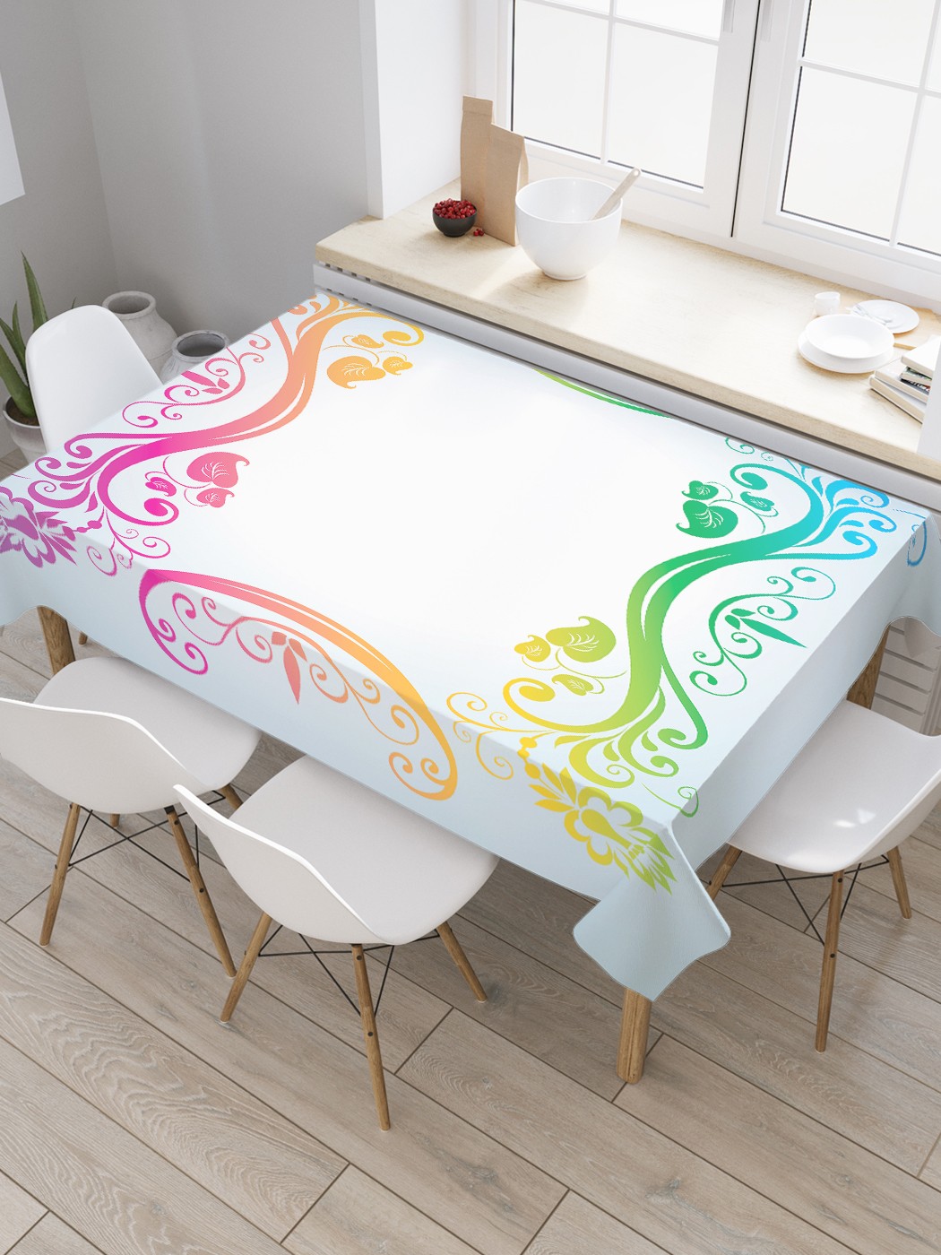 

Скатерть прямоугольная JoyArty "Радужный узор" из сатена, 180x145 см, Красный, Радужный узор