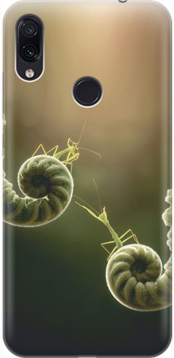 

Чехол на Xiaomi Redmi Note 7 "Пара богомолов", Бежевый;зеленый, 1620