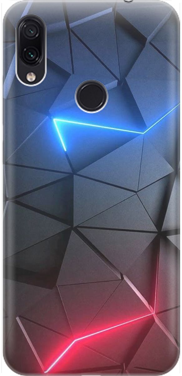 

Чехол на Xiaomi Redmi Note 7 "Графитовые грани", Серый;синий, 1620
