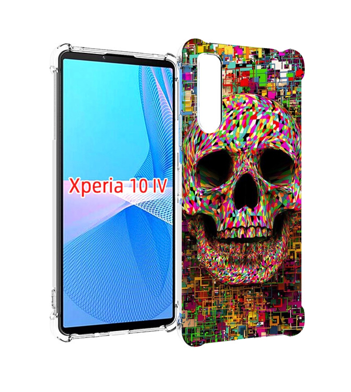 

Чехол MyPads череп красочные цвета для Sony Xperia 10 IV (10-4), Прозрачный, Tocco