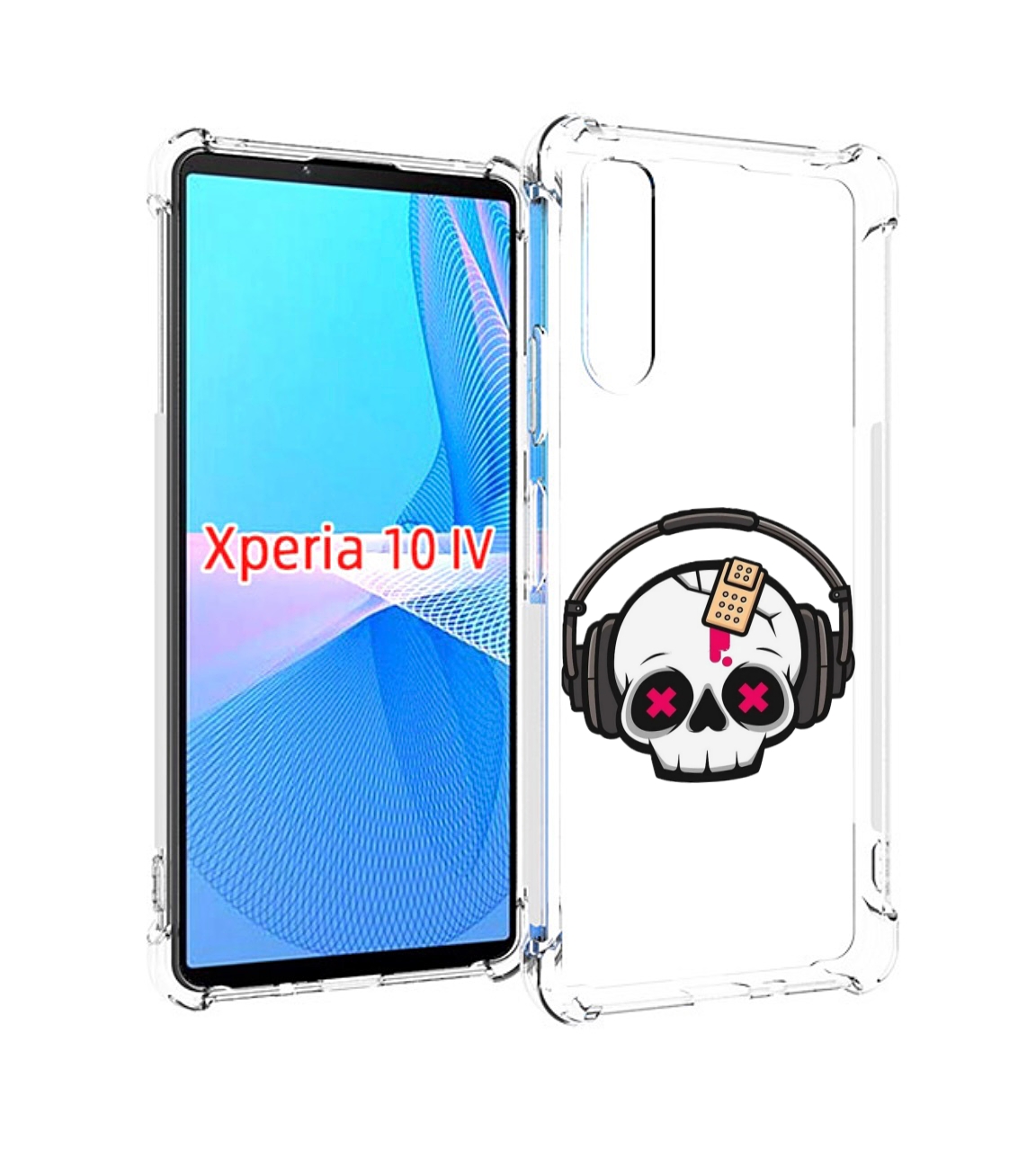 

Чехол MyPads черепок в наушниках для Sony Xperia 10 IV (10-4), Прозрачный, Tocco
