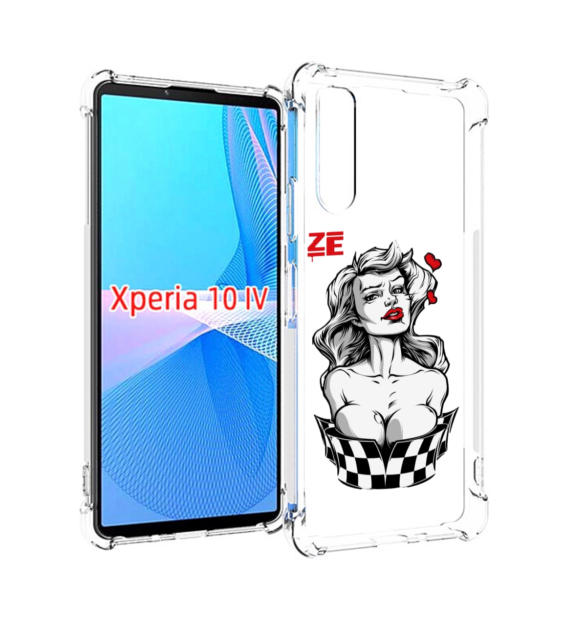 

Чехол MyPads черно белая девушка с красными губами женский для Sony Xperia 10 IV (10-4), Прозрачный, Tocco