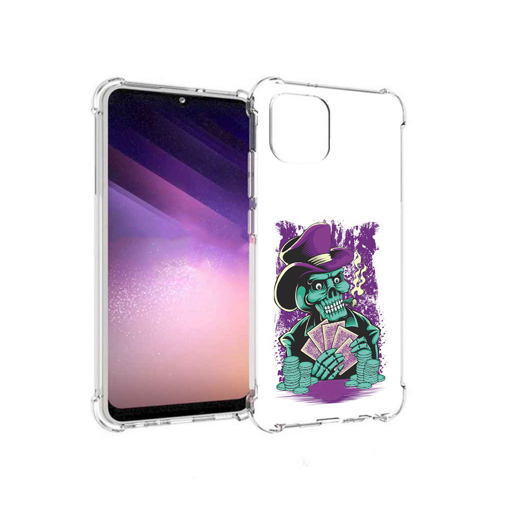 

Чехол MyPads Tocco для Samsung Galaxy A03 зеленый череп с картами (PT226903.537.361), Прозрачный, Tocco