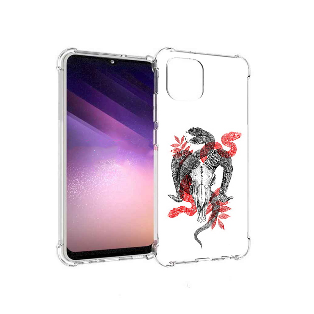 

Чехол MyPads Tocco для Samsung Galaxy A03 змея в черепе рисунок (PT226903.537.365), Прозрачный, Tocco