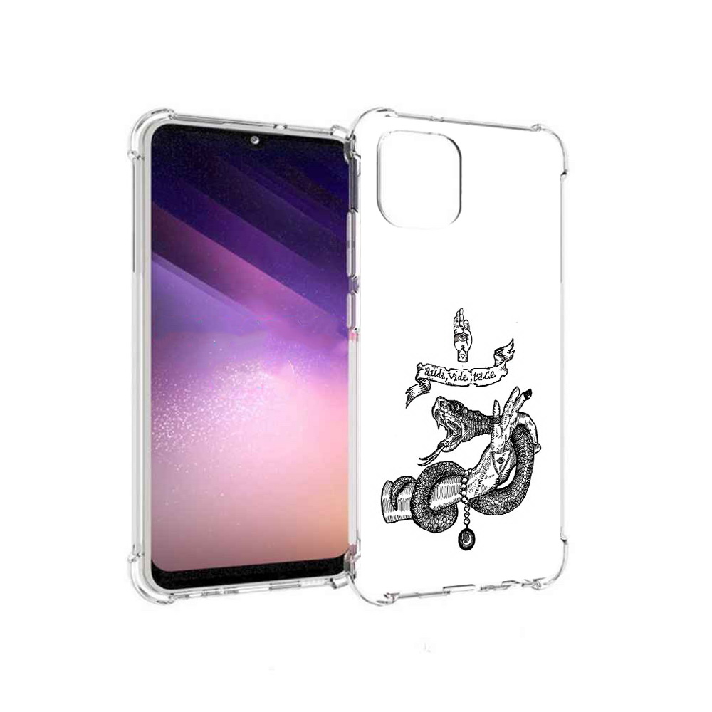 

Чехол MyPads Tocco для Samsung Galaxy A03 змея на руке рисунок (PT226903.537.366), Прозрачный, Tocco