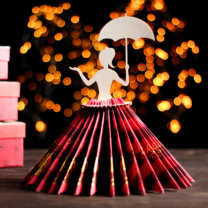 Салфетница деревянная «Девушка с зонтиком», 25x13x13 см, (2шт.)