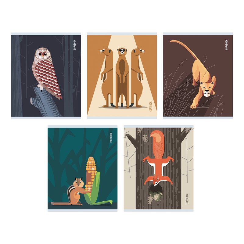 

Тетрадь общая 48л, А5 Listoff Wildlife клетка, мелованный картон